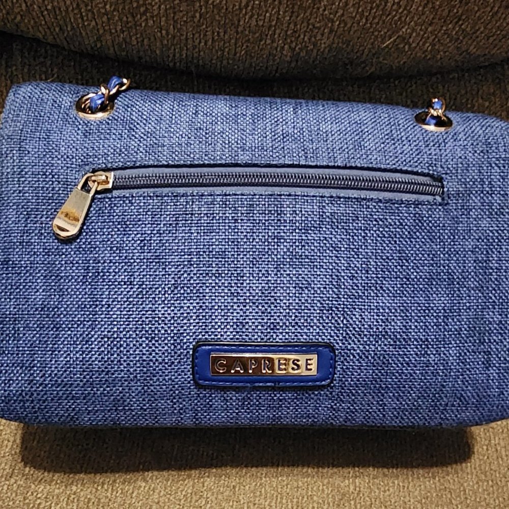 Caprese Textured Crossbody Bag, Blue Denim Textured Material - Picture 5 of 16